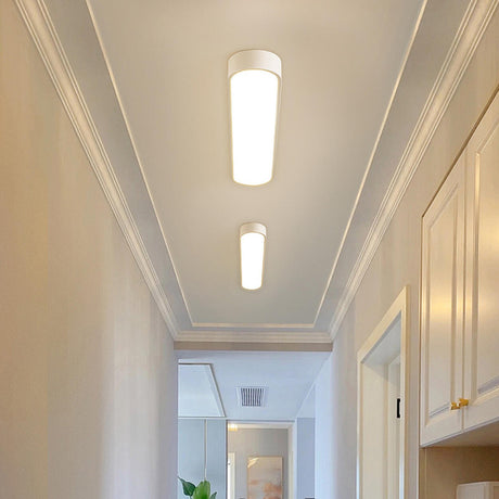 Hallway White Geometric Strip LED Flush Mount Light Image - 1