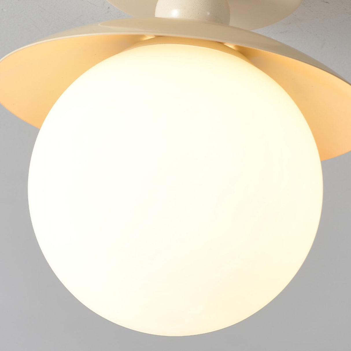 Hallway White Glass Ball Semi-Flush Mount Ceiling Light Image - 12