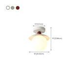 Hallway White Glass Ball Semi-Flush Mount Ceiling Light #size