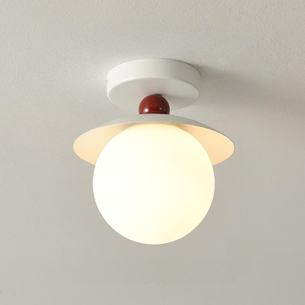 Hallway White Glass Ball Semi-Flush Mount Ceiling Light Image - 6