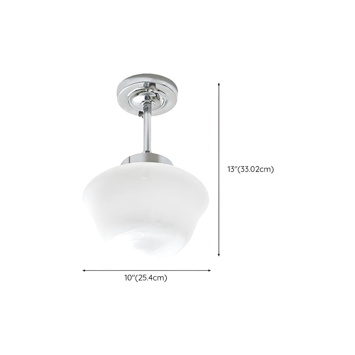 Hallway White Glass Geometric Semi-Flush Mount Light 