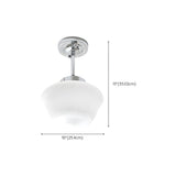 Hallway White Glass Geometric Semi-Flush Mount Light #size