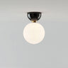 Hallway White Glass Globe Black Semi-Flush Mount Light Image - 2