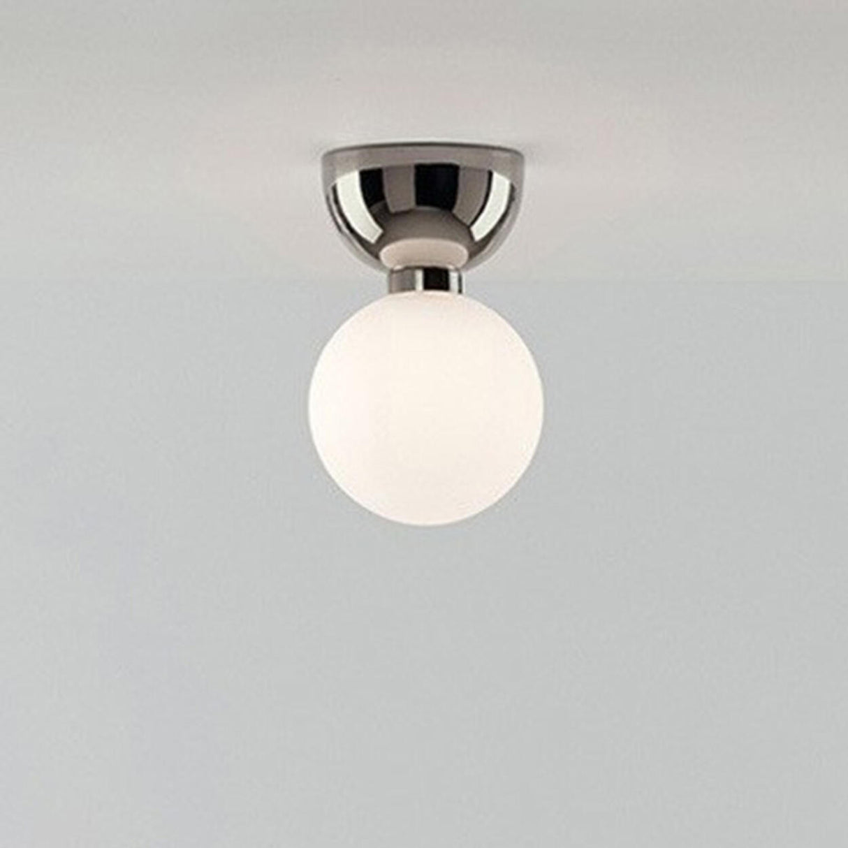 Hallway White Glass Globe Black Semi-Flush Mount Light Image - 7