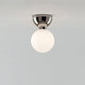 Hallway White Glass Globe Black Semi-Flush Mount Light Image - 7