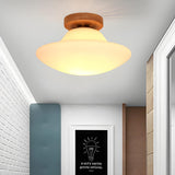 Hallway White Glass Mushroom Flush Mount Ceiling Light Image - 1