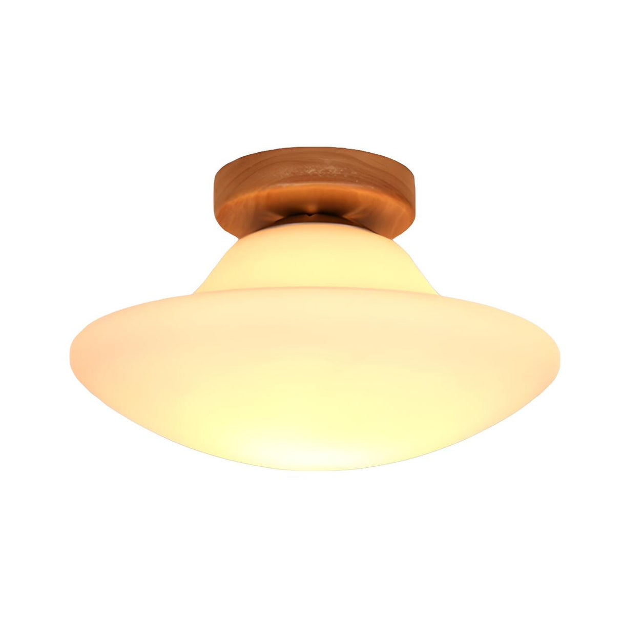 Hallway White Glass Mushroom Flush Mount Ceiling Light Image - 3