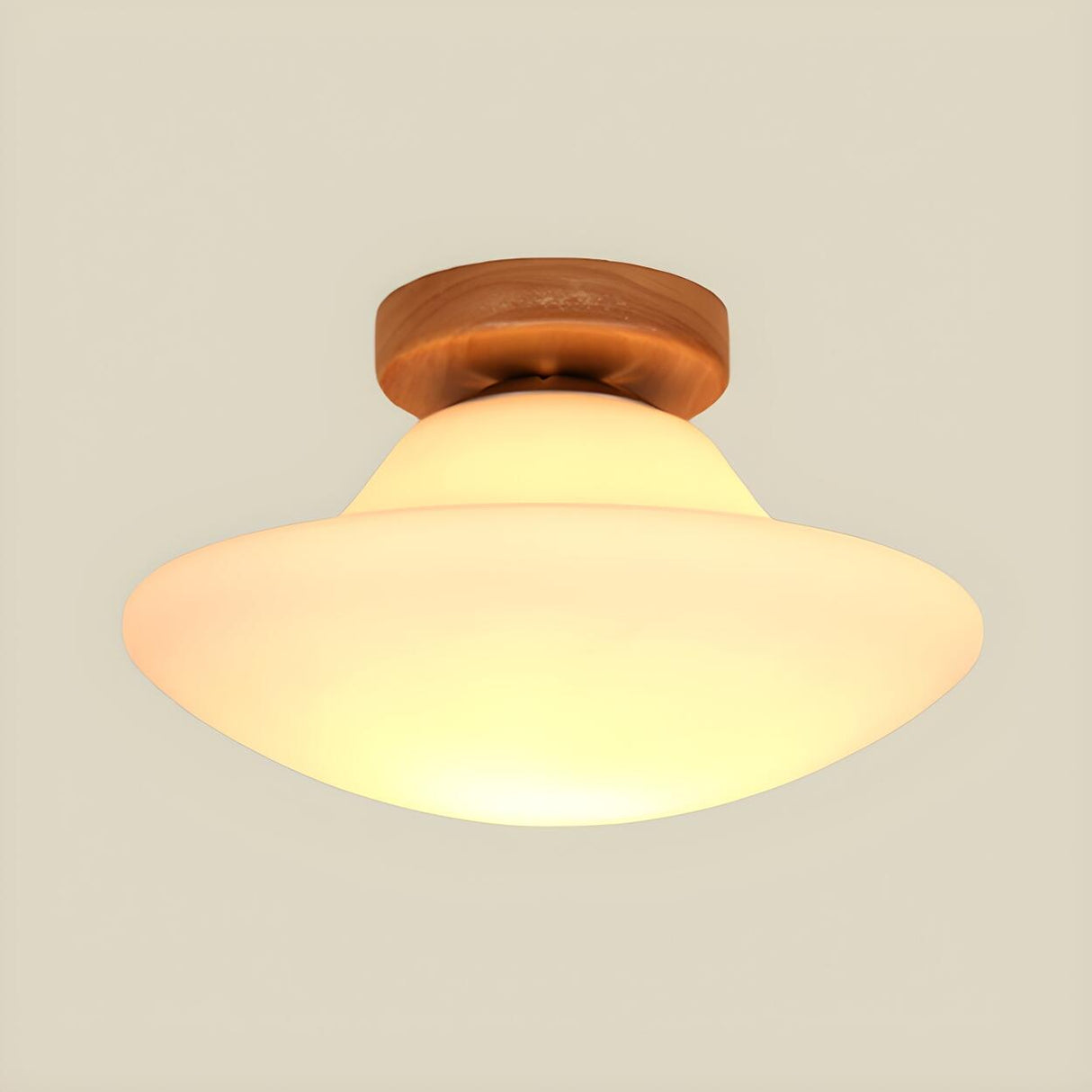 Hallway White Glass Mushroom Flush Mount Ceiling Light Image - 4