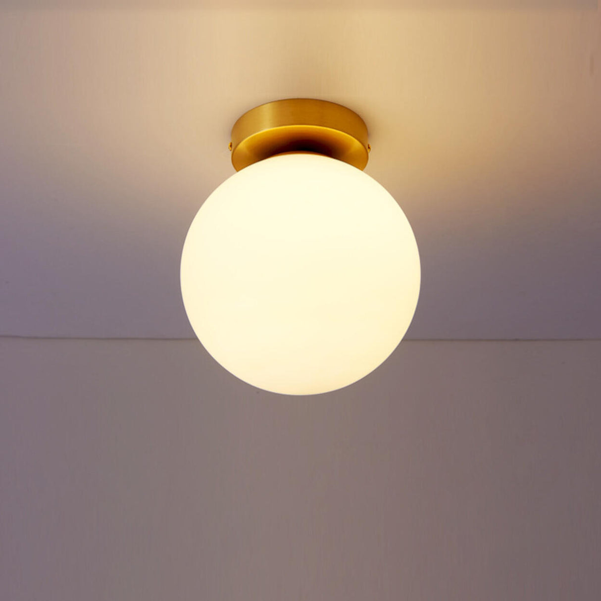 Hallway White Globe Semi-Flush Mount Ceiling Light Image - 12