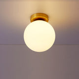 Hallway White Globe Semi-Flush Mount Ceiling Light Image - 12