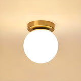 Hallway White Globe Semi-Flush Mount Ceiling Light Image - 6