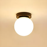 Hallway White Globe Semi-Flush Mount Ceiling Light Image - 7