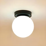 Hallway White Globe Semi-Flush Mount Ceiling Light Image - 8