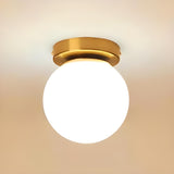 Hallway White Globe Semi-Flush Mount Ceiling Light Image - 9