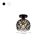 Hallway White Hollow Globe Crystal Semi-Flush Light #size