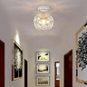 Hallway White Hollow Globe Crystal Semi-Flush Light Image - 2