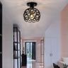 Hallway White Hollow Globe Crystal Semi-Flush Light Image - 3