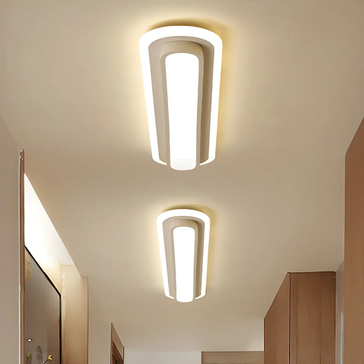 Hallway White Long Strip LED Flush Mount Ceiling Light Image - 1