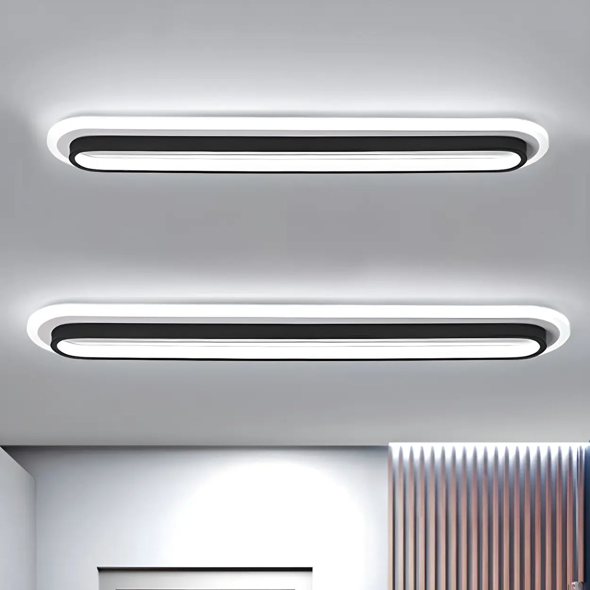 Hallway White Long Strip LED Flush Mount Ceiling Light Image - 7