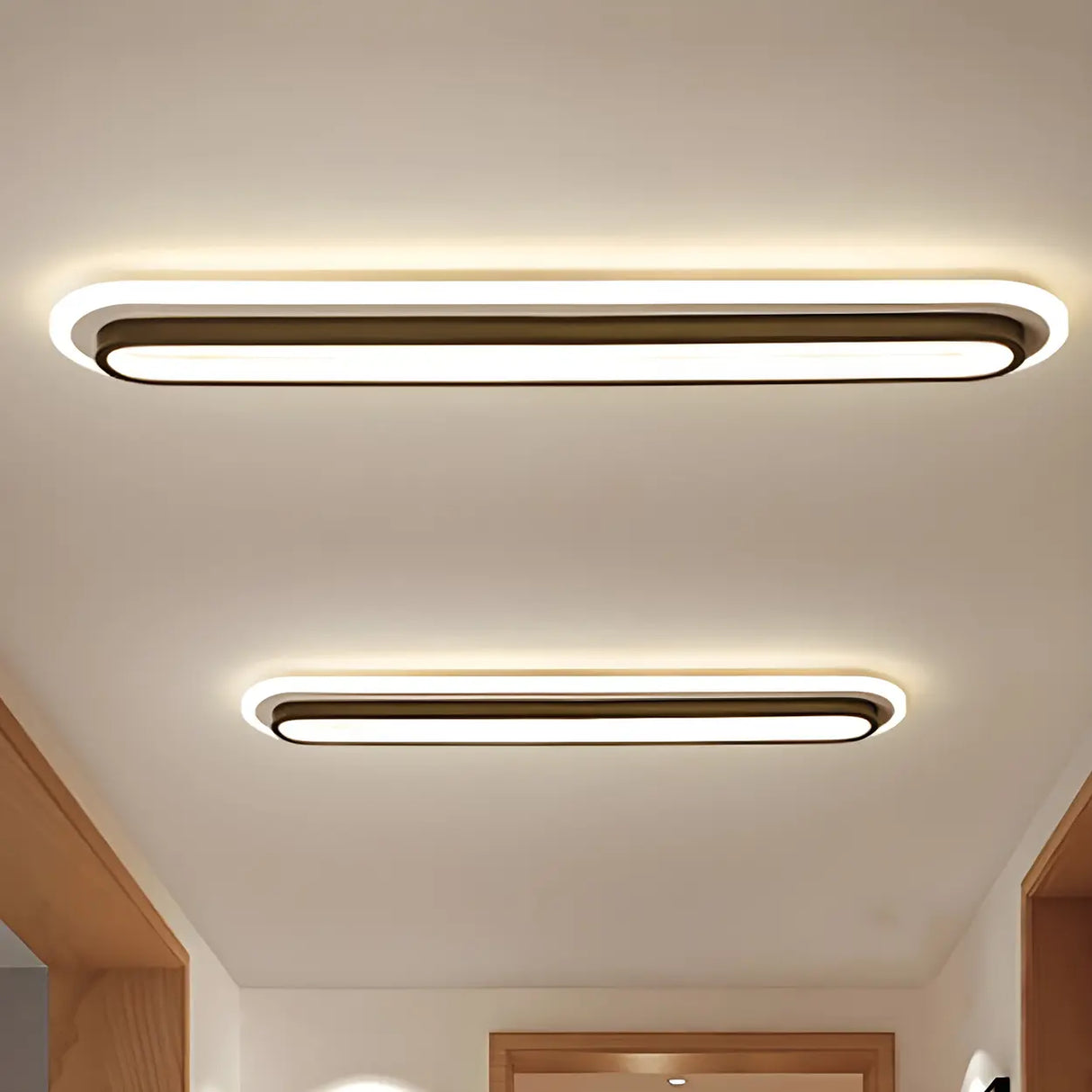 Hallway White Long Strip LED Flush Mount Ceiling Light Image - 8