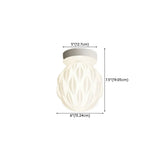 Hallway White Oval Textured Resin Semi-Flush Mount Lamp #size