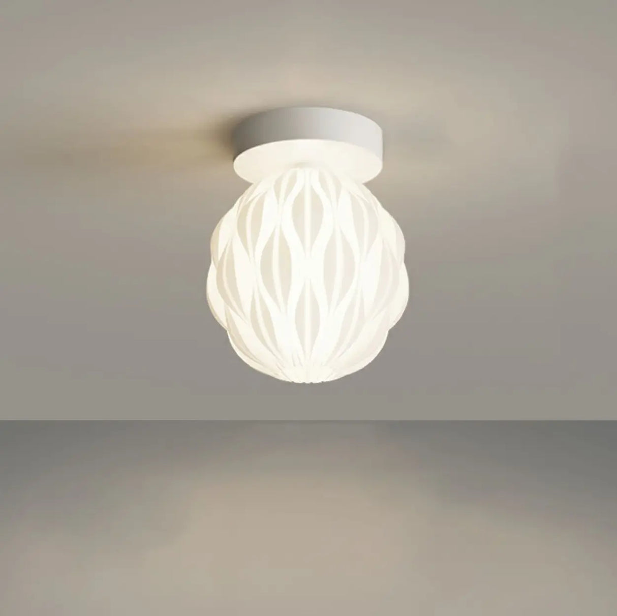 Hallway White Oval Textured Resin Semi-Flush Mount Lamp Image - 2