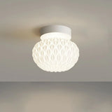 Hallway White Oval Textured Resin Semi-Flush Mount Lamp Image - 7