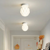 Hallway White Oval Textured Resin Semi-Flush Mount Lamp Image - 8