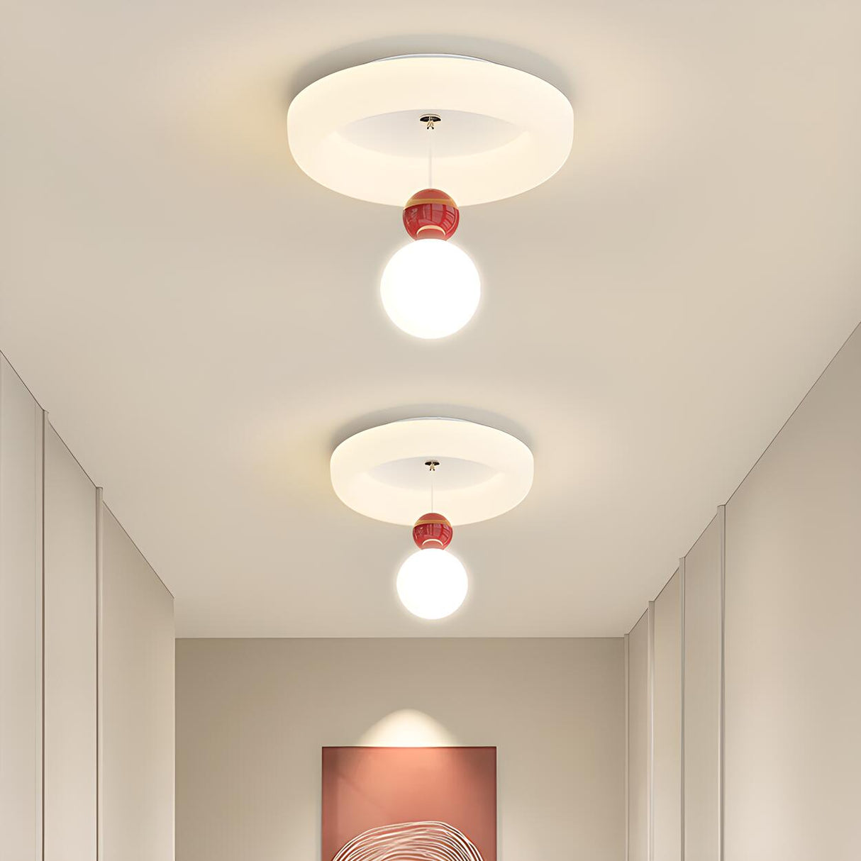 Hallway White Round Ball LED Flush Mount Ceiling Light Image - 1