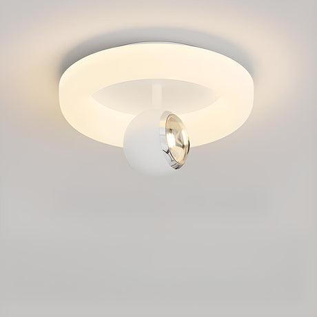 Hallway White Round Ball LED Flush Mount Ceiling Light Image - 2