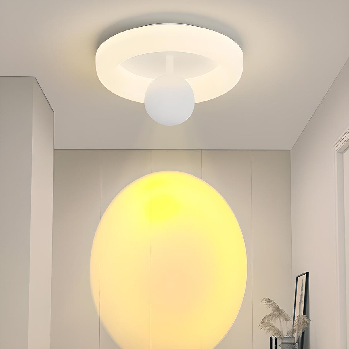 Hallway White Round Ball LED Flush Mount Ceiling Light Image - 23