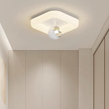 Hallway White Round Ball LED Flush Mount Ceiling Light Image - 24