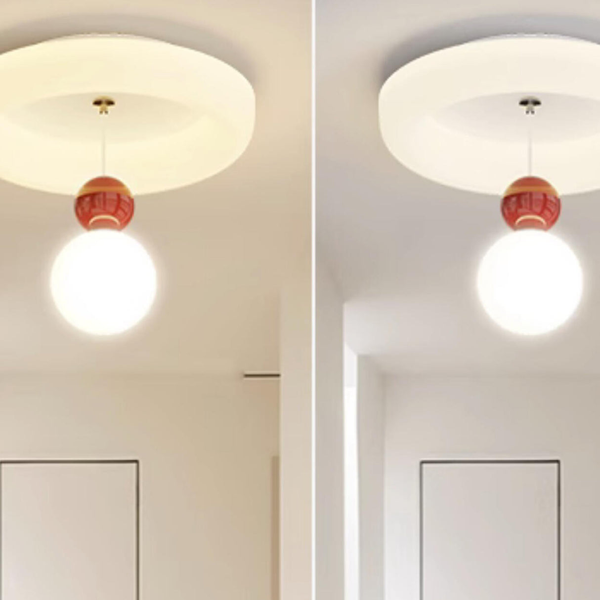 Hallway White Round Ball LED Flush Mount Ceiling Light Image - 25