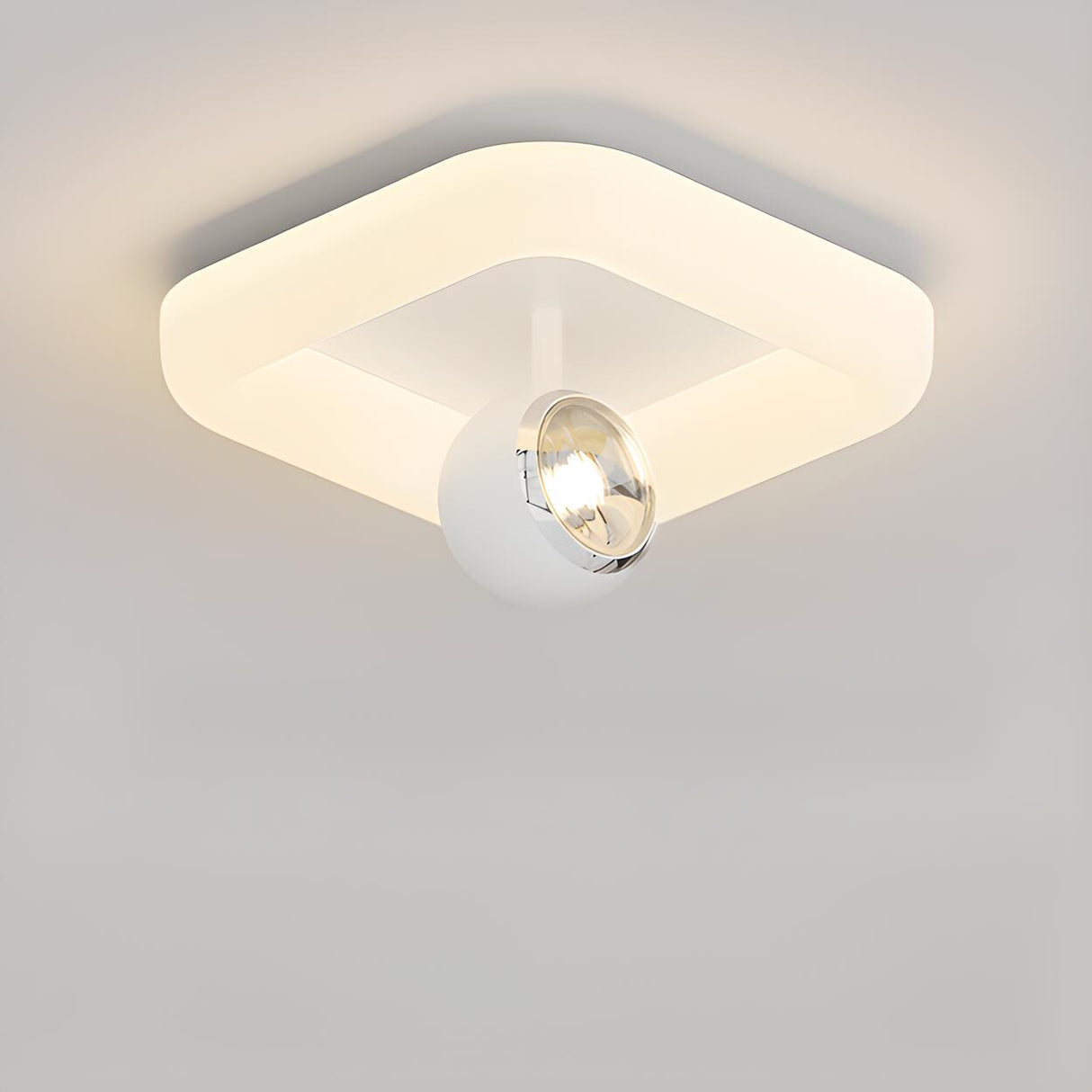 Hallway White Round Ball LED Flush Mount Ceiling Light Image - 3