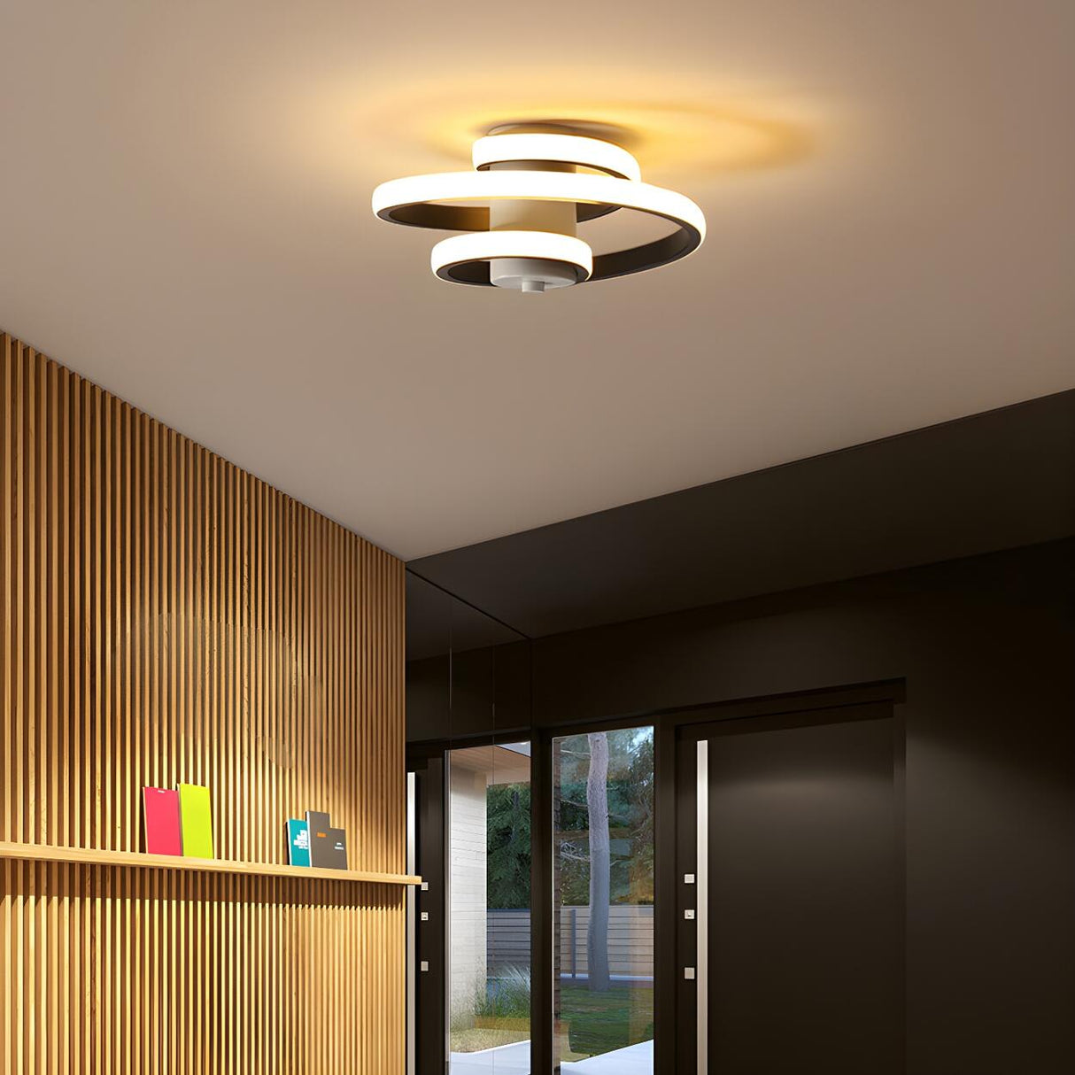 Hallway White Spiral LED Semi-Flush Mount Ceiling Light Image - 13