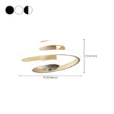 Hallway White Spiral LED Semi-Flush Mount Ceiling Light #size