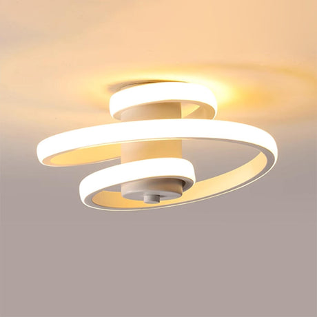 Hallway White Spiral LED Semi-Flush Mount Ceiling Light Image - 2