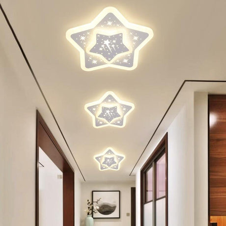 Hallway White Star-Shaped LED Flush Mount Ceiling Light Image - 1