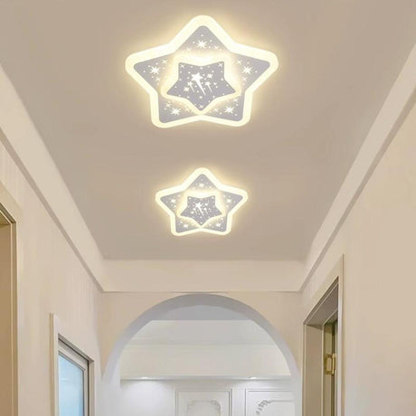 Hallway White Star-Shaped LED Flush Mount Ceiling Light Image - 2