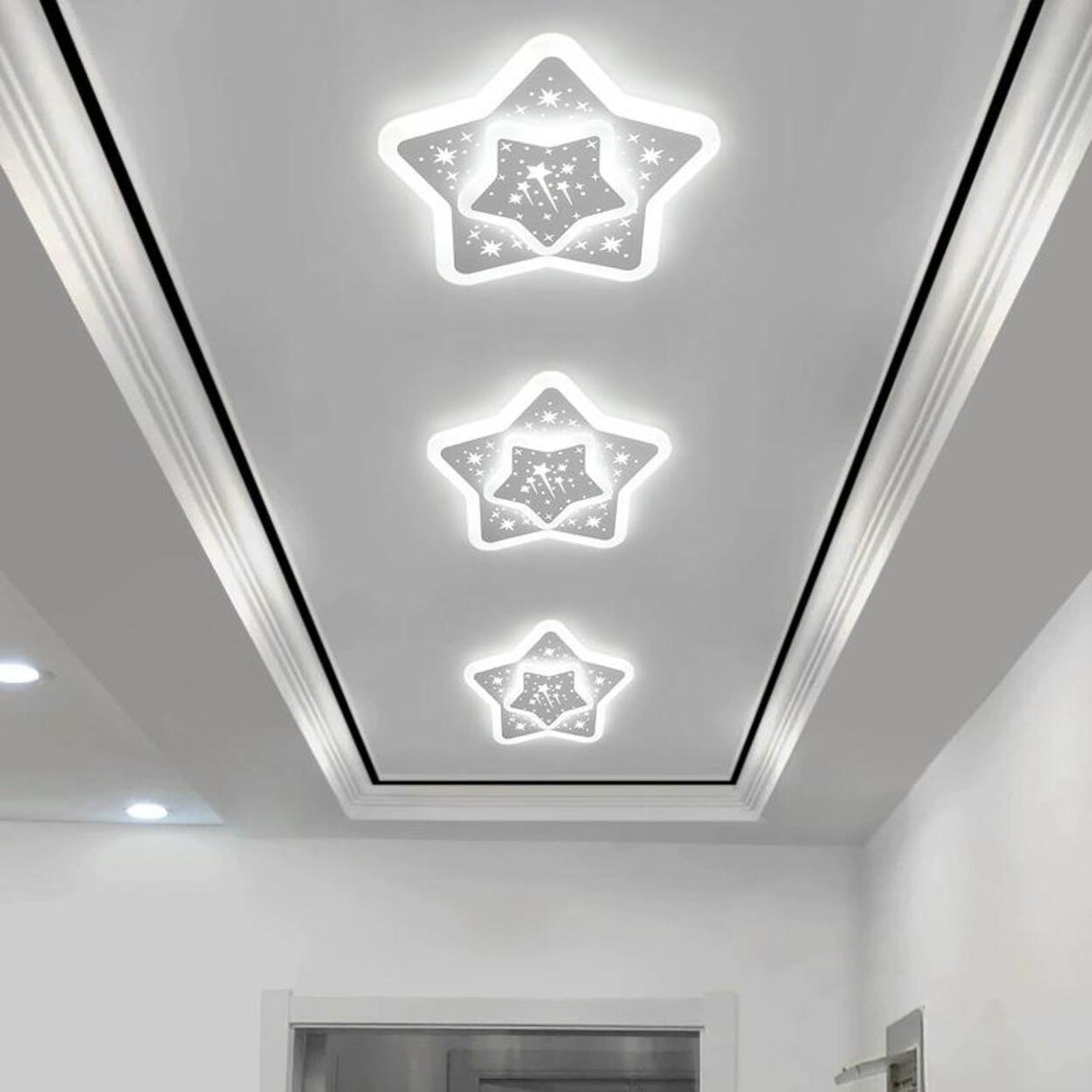 Hallway White Star-Shaped LED Flush Mount Ceiling Light Image - 3