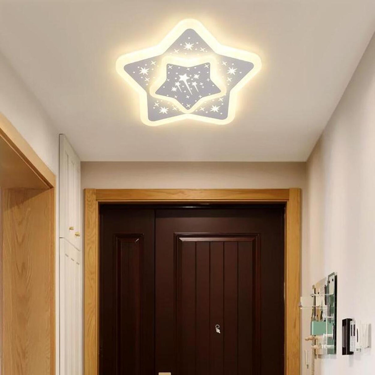 Hallway White Star-Shaped LED Flush Mount Ceiling Light Image - 6