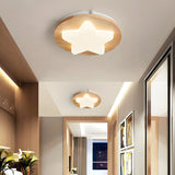 Hallway Wood Star Dimmable LED Flush Mount Ceiling Lamp Image - 1