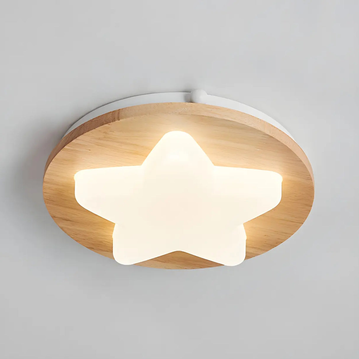 Hallway Wood Star Dimmable LED Flush Mount Ceiling Lamp Image - 11