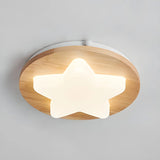 Hallway Wood Star Dimmable LED Flush Mount Ceiling Lamp Image - 11