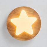 Hallway Wood Star Dimmable LED Flush Mount Ceiling Lamp Image - 13