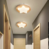 Hallway Wood Star Dimmable LED Flush Mount Ceiling Lamp Image - 14