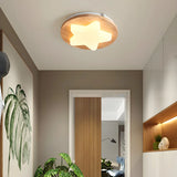 Hallway Wood Star Dimmable LED Flush Mount Ceiling Lamp Image - 16