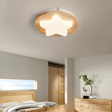 Hallway Wood Star Dimmable LED Flush Mount Ceiling Lamp Image - 17