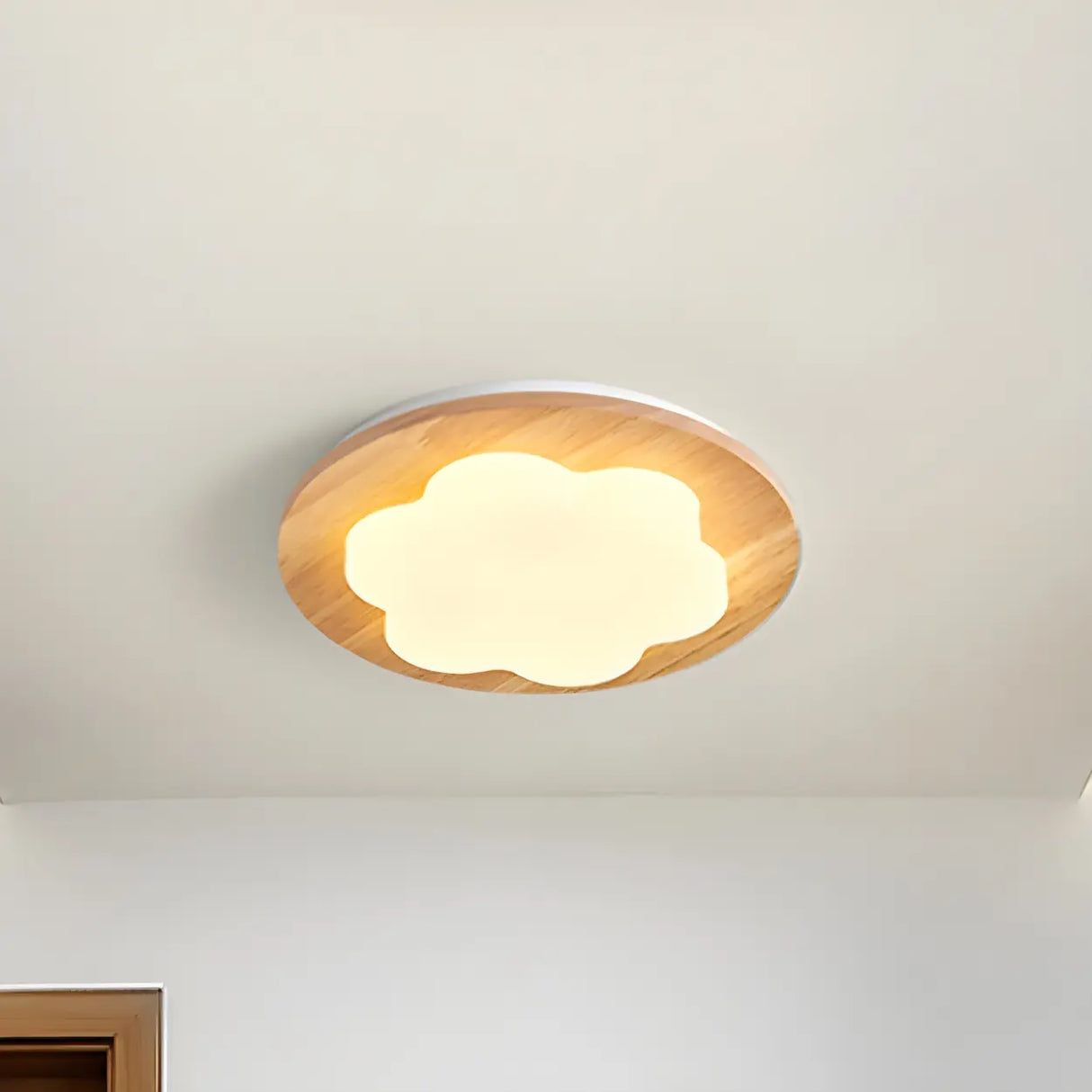 Hallway Wood Star Dimmable LED Flush Mount Ceiling Lamp Image - 3