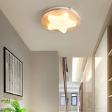 Hallway Wood Star Dimmable LED Flush Mount Ceiling Lamp Image - 6